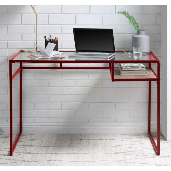 ACME Yasin Red & Glass Writing Desk Model 92584