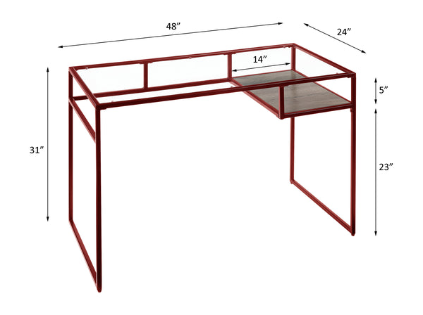 ACME Yasin Red & Glass Writing Desk Model 92584