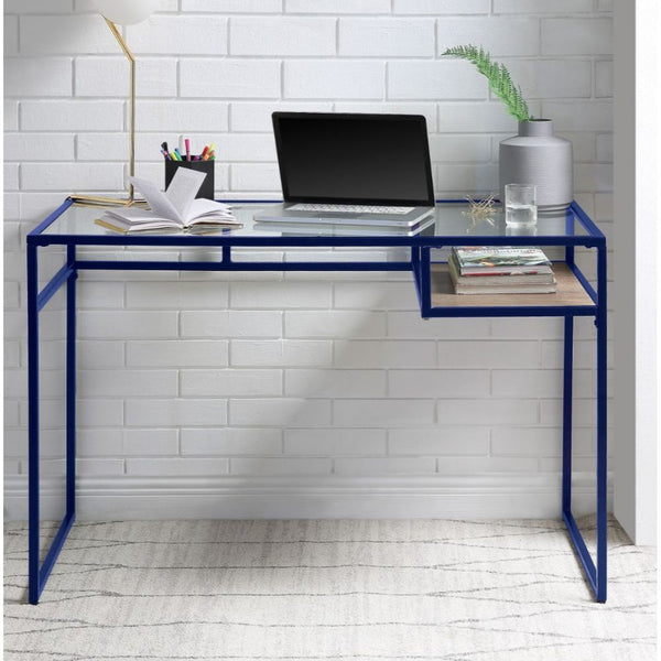 ACME Yasin Blue & Glass Writing Desk Model 92586