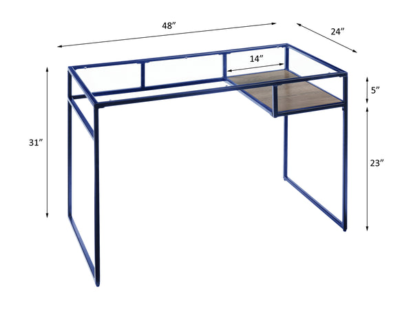 ACME Yasin Blue & Glass Writing Desk Model 92586