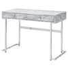 ACME Tigress White Engineered Stone Top & Chrome Writing Desk Model 92615