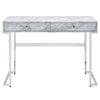 ACME Tigress White Engineered Stone Top & Chrome Writing Desk Model 92615