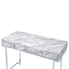 ACME Tigress White Engineered Stone Top & Chrome Writing Desk Model 92615