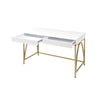 ACME Lightmane White High Gloss & Gold Writing Desk(Same AC00900) Model 92660