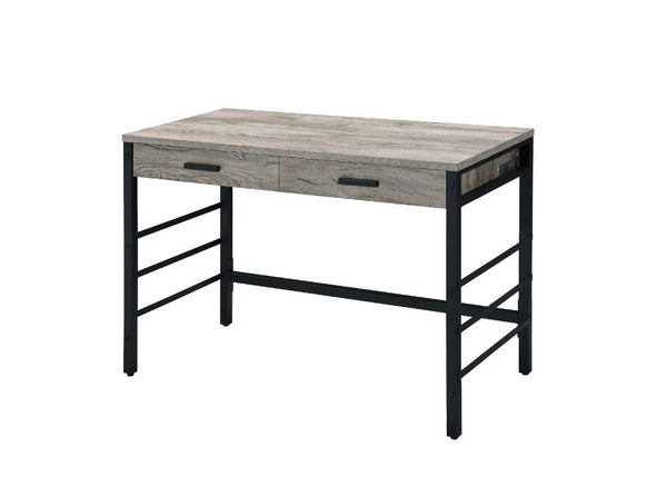 ACME Disho Light Weathered Oak & Black Writing Desk with USB Port Model 92720