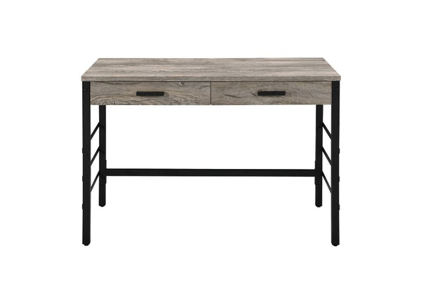 ACME Disho Light Weathered Oak & Black Writing Desk with USB Port Model 92720