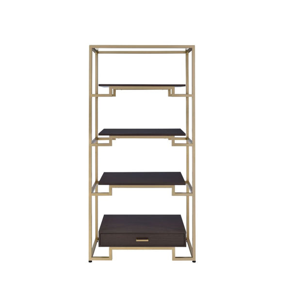 ACME Yumia Gold & Walnut Bookshelf Model 92787