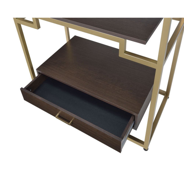 ACME Yumia Gold & Walnut Bookshelf Model 92787