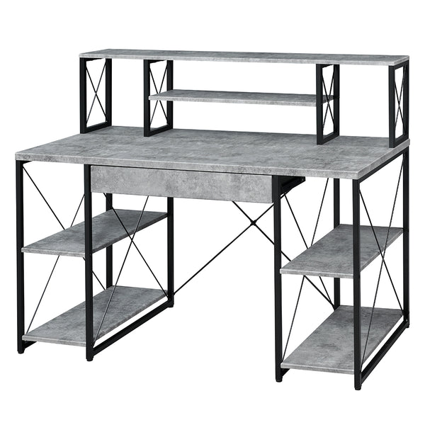 ACME Amiel Faux Concrete & Black Writing Desk Model 92875