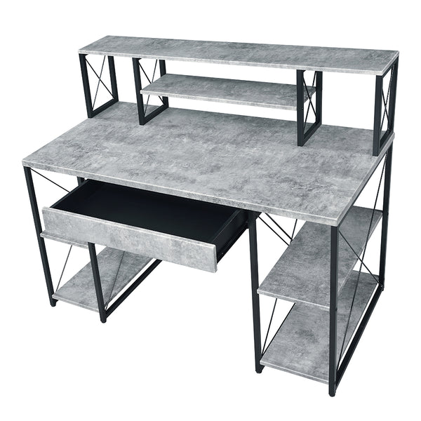 ACME Amiel Faux Concrete & Black Writing Desk Model 92875