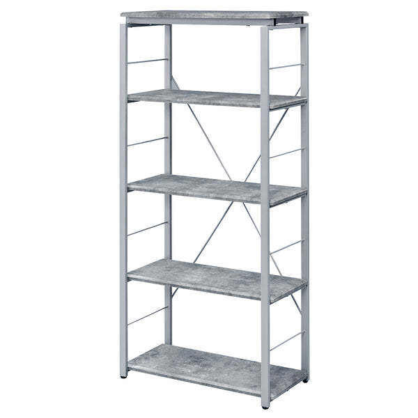 ACME Jurgen Faux Concrete & Silver Bookshelf Model 92907
