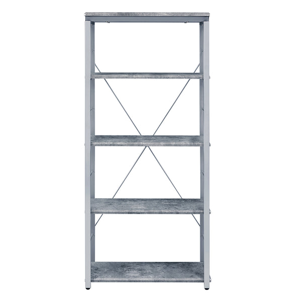 ACME Jurgen Faux Concrete & Silver Bookshelf Model 92907
