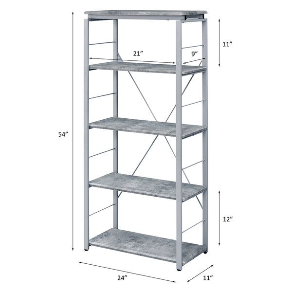 ACME Jurgen Faux Concrete & Silver Bookshelf Model 92907