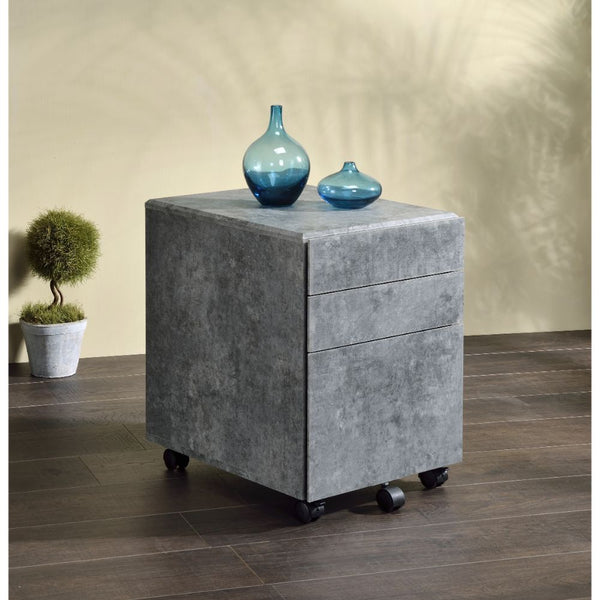 ACME Jurgen Faux Concrete & Silver File Cabinet Model 92909