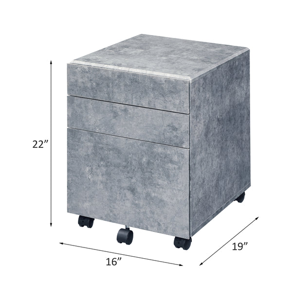 ACME Jurgen Faux Concrete & Silver File Cabinet Model 92909