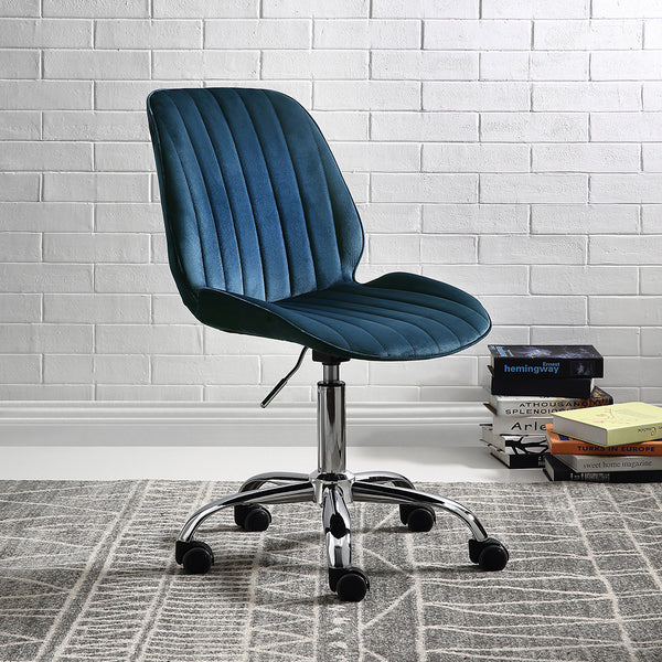 ACME Muata Twilight Blue Velvet & Chrome Swivel Office Chair Model 92932