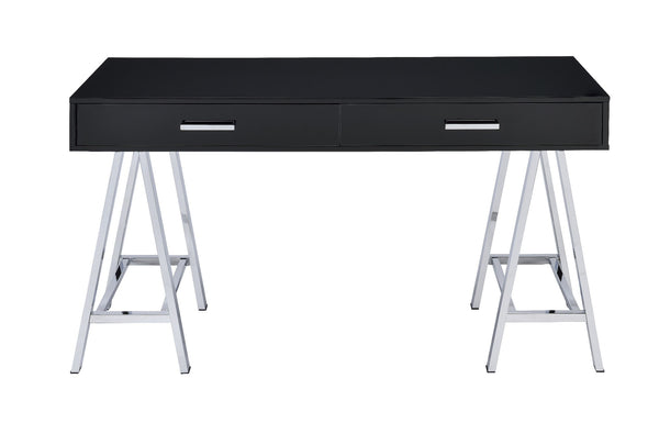 ACME Coleen Black High Gloss & Chrome Writing Desk with USB Port Model 93045