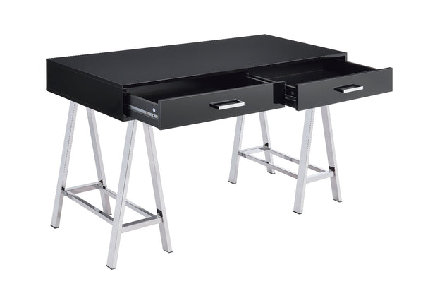 ACME Coleen Black High Gloss & Chrome Writing Desk with USB Port Model 93045