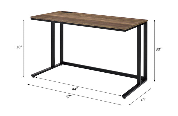 ACME Tyrese Walnut & Black Writing Desk with USB Port Model 93096