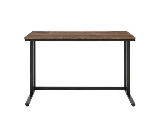 ACME Tyrese Walnut & Black Writing Desk with USB Port Model 93096