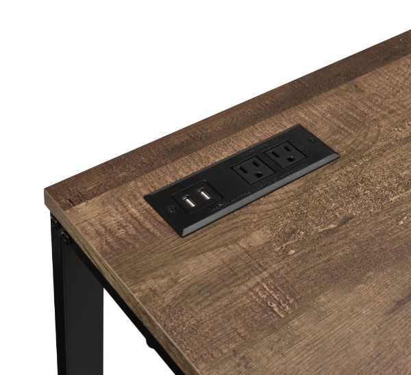 ACME Tyrese Walnut & Black Writing Desk with USB Port Model 93096