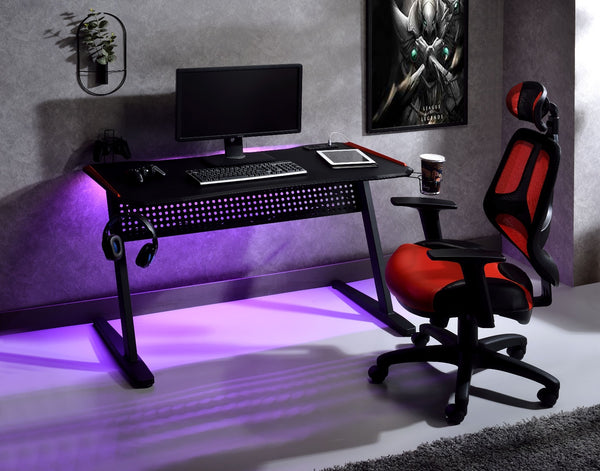 ACME Dragi Black & Red Gaming Desk with USB Port Model 93125