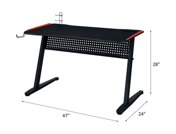 ACME Dragi Black & Red Gaming Desk with USB Port Model 93125