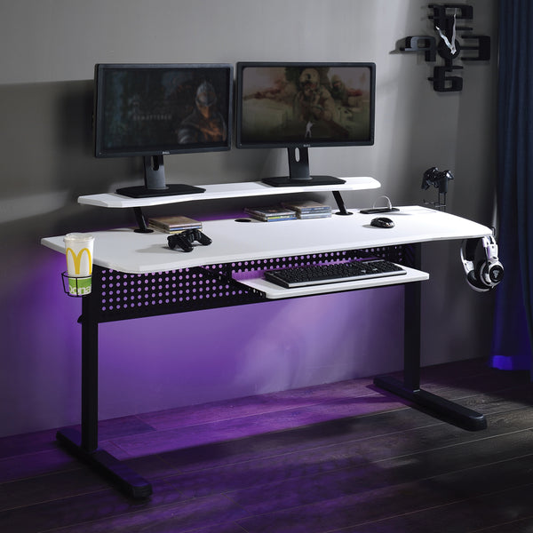 ACME Vildre Black & White Gaming Desk with USB Port Model 93134