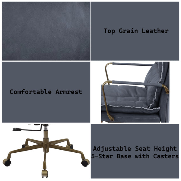 ACME Tinzud Gray Leather Swivel Office Chair Model 93165