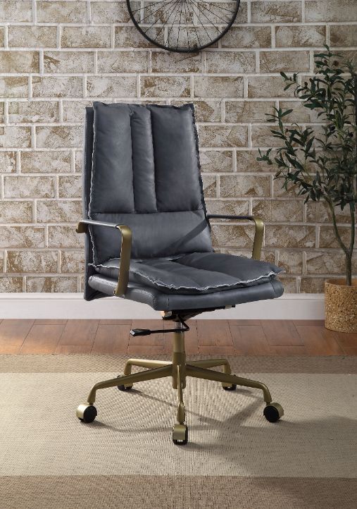 ACME Tinzud Gray Leather Swivel Office Chair Model 93165