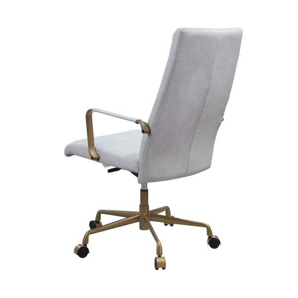 ACME Duralo Vintage White Top Grain Leather Swivel Office Chair Model 93168