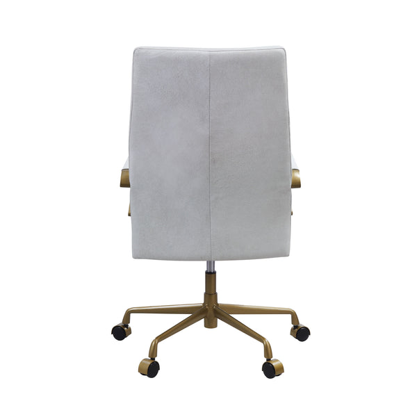 ACME Duralo Vintage White Top Grain Leather Swivel Office Chair Model 93168