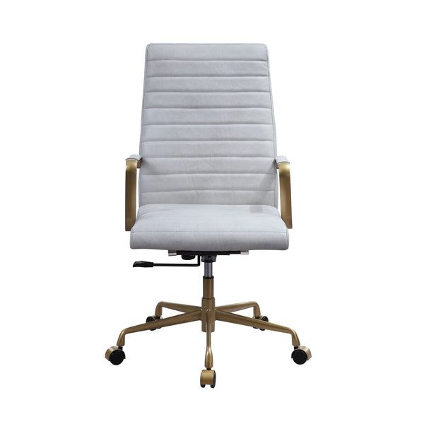 ACME Duralo Vintage White Top Grain Leather Swivel Office Chair Model 93168