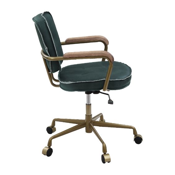 ACME Siecross Emerald GreenTop Grain Leather Swivel Office Chair Model 93171