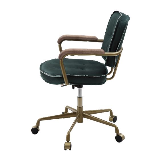 ACME Siecross Emerald GreenTop Grain Leather Swivel Office Chair Model 93171