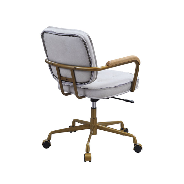 ACME Siecross Vintage White Top Grain Leather Swivel Office Chair Model 93172