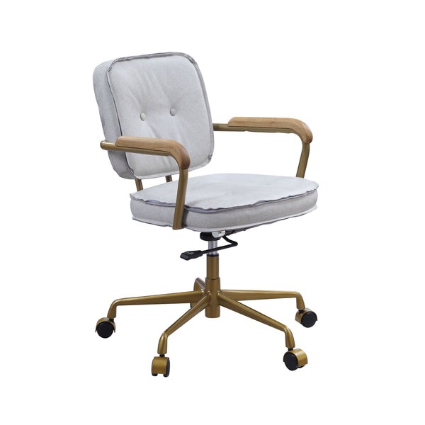 ACME Siecross Vintage White Top Grain Leather Swivel Office Chair Model 93172