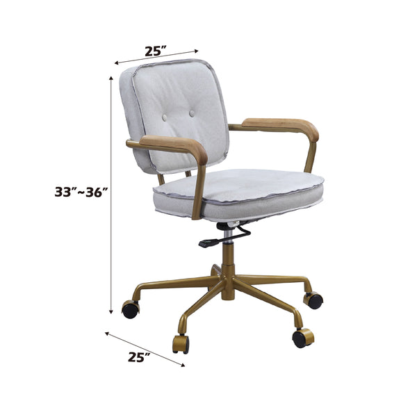 ACME Siecross Vintage White Top Grain Leather Swivel Office Chair Model 93172