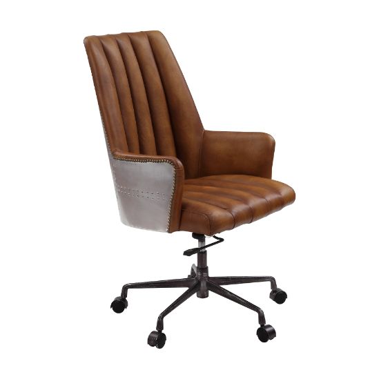 ACME Salvol Sahara Top Grain Leather & Aluminum Swivel Office Chair Model 93176