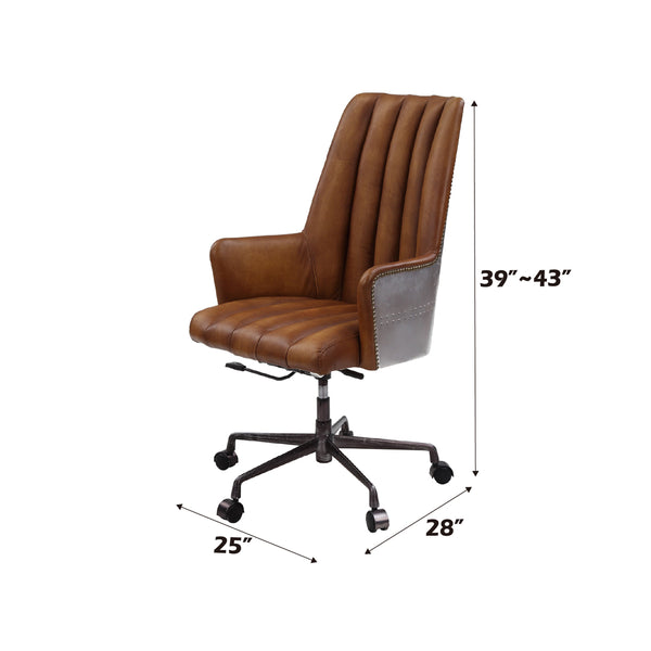 ACME Salvol Sahara Top Grain Leather & Aluminum Swivel Office Chair Model 93176