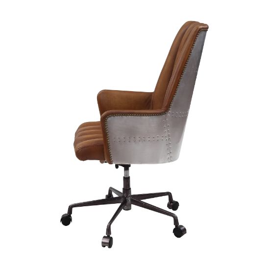 ACME Salvol Sahara Top Grain Leather & Aluminum Swivel Office Chair Model 93176