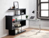 ACME Buck II Clear Glass Chrome & Black High Gloss Writing Desk with Bookshelf Model 93177
