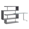 ACME Buck II Clear Glass Chrome & Gray High Gloss Writing Desk with Bookshelf Model 93181