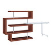ACME Buck II Clear Glass Chrome & Walnut High Gloss Writing Desk with Bookshelf Model 93183