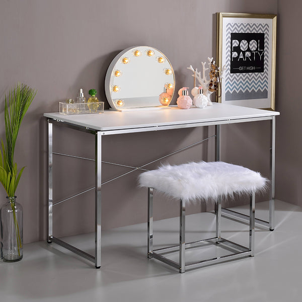 ACME Tennos White & Chrome Writing Desk(Same AC00903) Model 93190