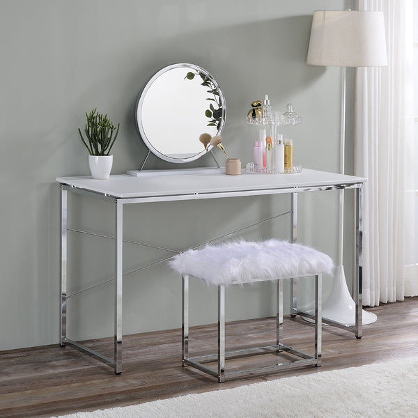 ACME Tennos White & Chrome Writing Desk(Same AC00903) Model 93190
