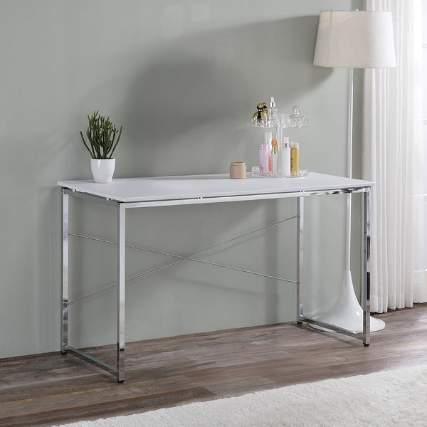 ACME Tennos White & Chrome Writing Desk(Same AC00903) Model 93190