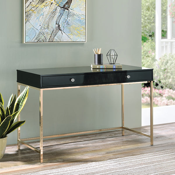 ACME Ottey Black High Gloss & Gold Writing Desk Model 93540