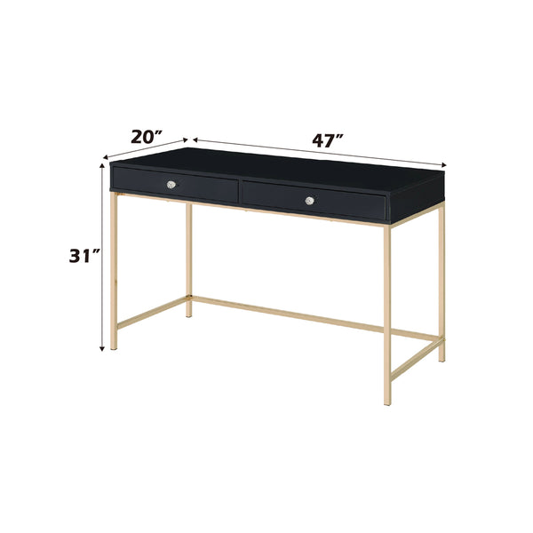 ACME Ottey Black High Gloss & Gold Writing Desk Model 93540