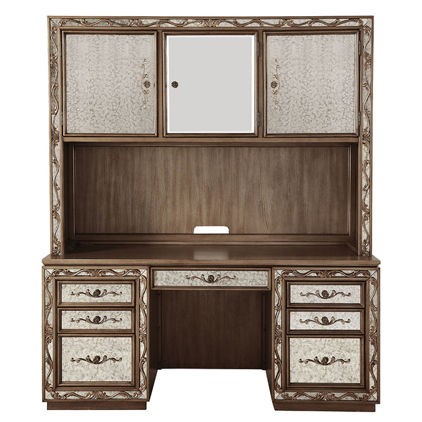 ACME Orianne Antique Gold Executive Computer Desk with Hutch Model 93790